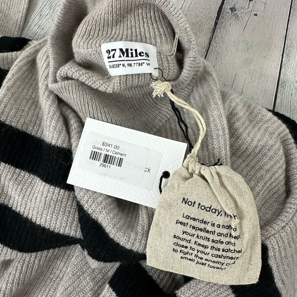 27 miles Malibu Greta striped cashmere sweater size M - Picture 3 of 7